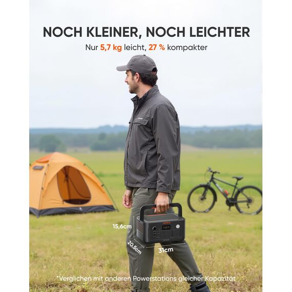 Jackery E500 V2 mit 100W Solarpanel, 513 Wh Tragbare Powerstation & Solargenerator mit 5M Verlängerungskabel für Camping, Wohnmobil & Notfälle, LiFePO4 Akku, 0-80% in nur 52 Minuten