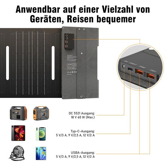 SinKeu Tragbare Powerstation mit 60 W Falt-Solarpanel, 296 Wh Solargenerator mit 230 V AC-Ausgang, 300 W Reine Sinuswelle, LED-Leuchte, Lithium-Akku für Camping, Notstrom & Off-Grid