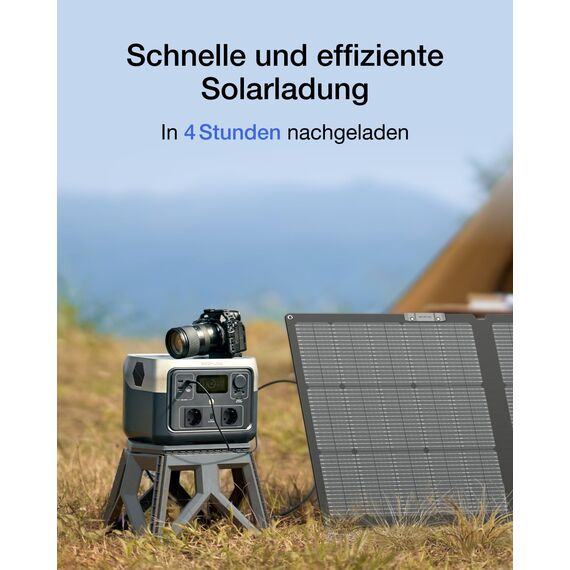 EF ECOFLOW Tragbare Powerstation River 2 MAX mit 160W Faltbare solarpanel, 512Wh Generator mit LiFeP04, Balkonkraft für Camping, Kleine Verpackungsmängel, Produkt unbenutzt(Generalüberholt)