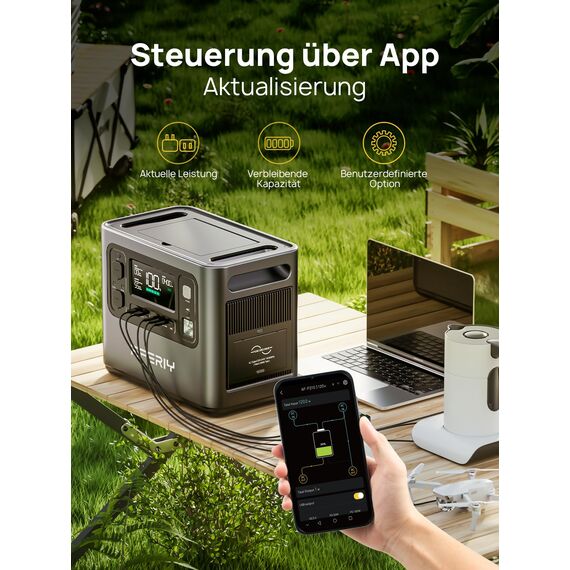 AFERIY Solar Generator 2400W mit 200W Solarmodule, 2048Wh Tragbare Powerstation, LiFePO4 Batterie, 220V-240V, Faltbar Solarpanel USB, IP65,für Camping, Reise, Stromausfälle