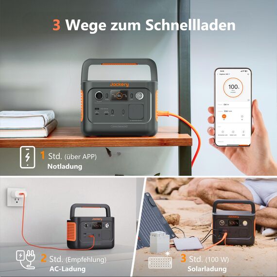 Jackery Explorer 240 v2, 256Wh LiFePO4 Solargenerator mit 300W AC/100W USB-C Ausgang, Outdoor Generator für Camping, Reise, Notfall, Camping (Generalüberholt)