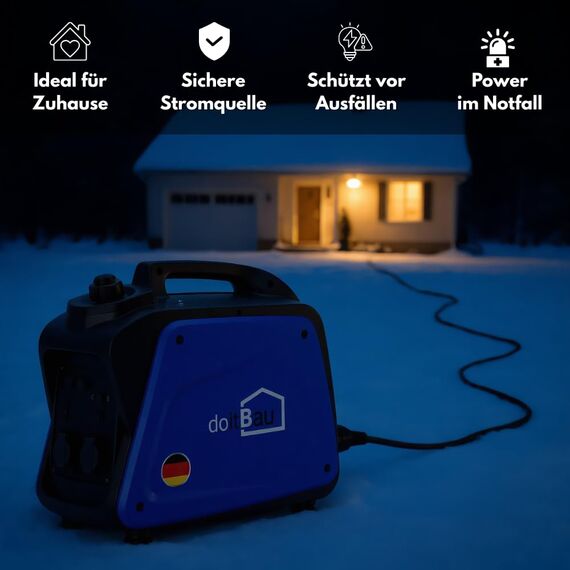 Stromgenerator mit Benzin | Stromerzeuger | Notstromaggregat leise | 5 Steckdosen 3x 230V / 1x 400V / 1x 12 V | 7 PS (Inverter 2000W)