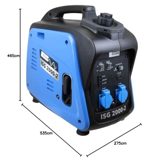 Güde Inverter Stromerzeuger ISG 2000-2 (4-Takt-OHV-Benzinmotor, 2,11/2,86 (kW/PS), max. 2000 W, 2x 230 V, Laufzeit bis 5,9 h, Tankinhalt 4,1 l, Überlastungsschutz, ECO-Funktion, Antivibrationsfüße)