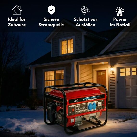 Stromgenerator mit Benzin | Stromerzeuger Notstromaggregat leise | 5 Steckdosen 3x 230V / 1x 400V / 1x 12 V | 7 PS (6 kW Anschlussleistung((2 Steckdosen (3000W BS3500)))