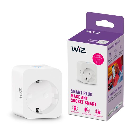 WiZ Smart Plug, Typ F, 230 V, einfache Einrichtung, Standardstecker, intelligente Steuerung, Sprachbefehle, mit Leistungsmesser, 1er-Pack