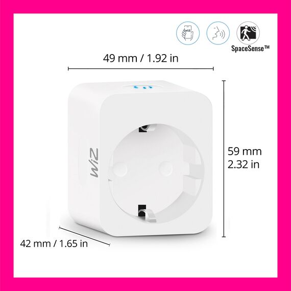 WiZ Smart Plug, Typ F, 230 V, einfache Einrichtung, Standardstecker, intelligente Steuerung, Sprachbefehle, mit Leistungsmesser, 1er-Pack