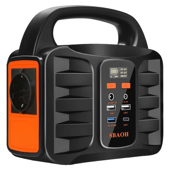 Tragbare Powerstation 99Wh,SBAOH 150W Solargenerator Akku mit AC/Auto Zigärettenänzünder/USB Ausgabe,Mobile stromgenerator für Reise/Camping/Outdoors/Emergency