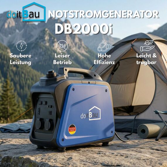 Stromgenerator mit Benzin | Stromerzeuger | Notstromaggregat leise | 5 Steckdosen 3x 230V / 1x 400V / 1x 12 V | 7 PS (Inverter 2000W)