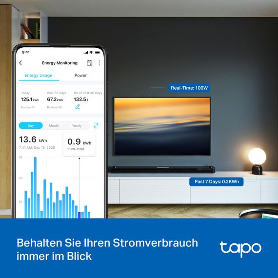 Tapo TP-Link Smart WLAN Steckdose P110 mit Energieverbrauchsmesser, Smart Home Alexa Steckdose, funktioniert mit Alexa, Google Home, Sprachsteuerung, Fernzugriff, Mini, 4 Pack