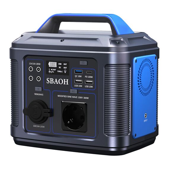 Tragbares Power Station 300W, SBAOH 296Wh Generator Schnellladung-230V AC Steckdosen/DC Ports und LED Taschenlampe,Mobile stromgenerator für Reise/Camping/Outdoor