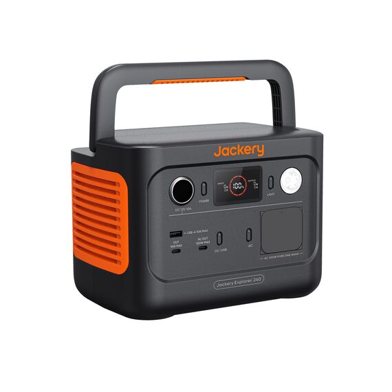 Jackery Explorer 240 v2 Tragbare Powerstation, 256Wh LiFePO4 Solargenerator mit 300W AC/100W USB-C Ausgang, Outdoor Generator für Camping, Reise, Notfall