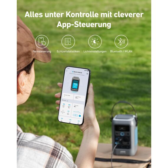 Anker SOLIX C300 DC Powerbank Powerstation + 100W Solarpanel, 288Wh Akku für mehrere Geräte, LiFePO4 Akku, 300W Solargenerator, Für Camping, Reisen, Notfälle (Netzteil Nicht im Lieferumfang)