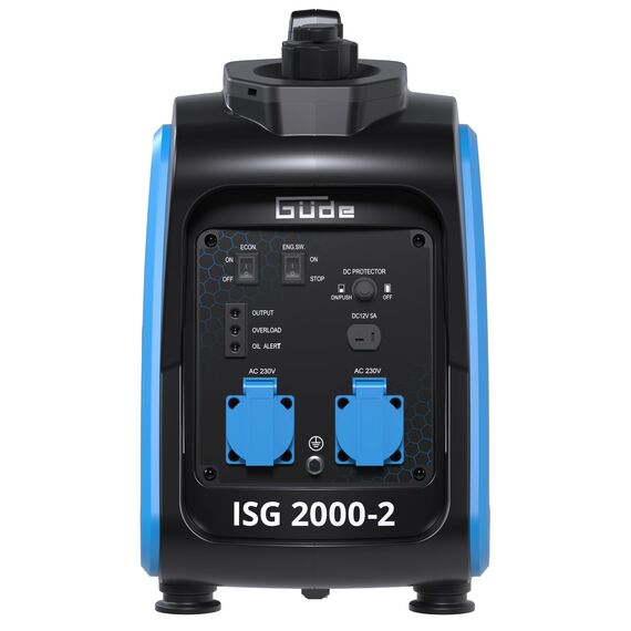 Güde Inverter Stromerzeuger ISG 2000-2 (4-Takt-OHV-Benzinmotor, 2,11/2,86 (kW/PS), max. 2000 W, 2x 230 V, Laufzeit bis 5,9 h, Tankinhalt 4,1 l, Überlastungsschutz, ECO-Funktion, Antivibrationsfüße)
