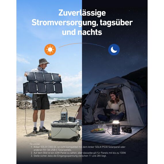 Anker SOLIX C300 DC Powerbank Powerstation + 100W Solarpanel, 288Wh Akku für mehrere Geräte, LiFePO4 Akku, 300W Solargenerator, Für Camping, Reisen, Notfälle (Netzteil Nicht im Lieferumfang)