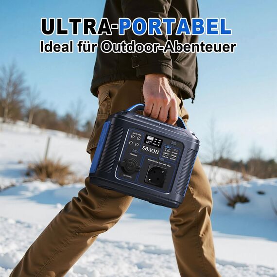 Tragbares Power Station 300W, SBAOH 296Wh Generator Schnellladung-230V AC Steckdosen/DC Ports und LED Taschenlampe,Mobile stromgenerator für Reise/Camping/Outdoor
