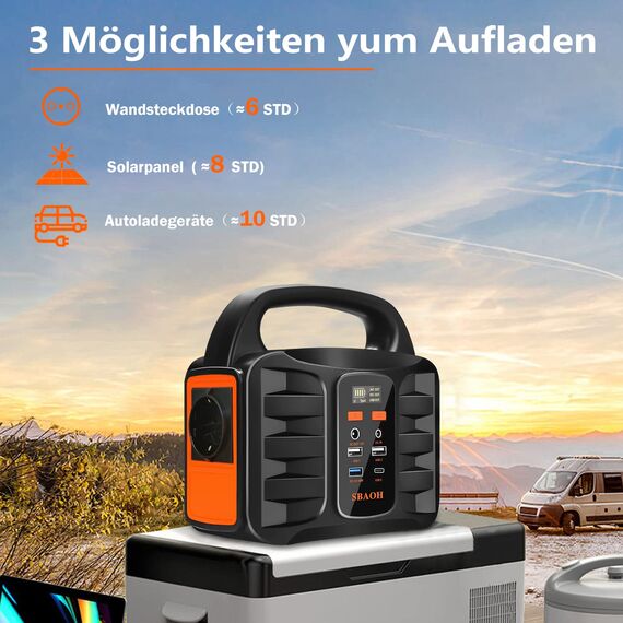 Tragbare Powerstation 99Wh,SBAOH 150W Solargenerator Akku mit AC/Auto Zigärettenänzünder/USB Ausgabe,Mobile stromgenerator für Reise/Camping/Outdoors/Emergency