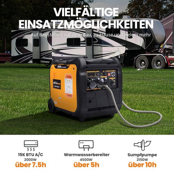 maXpeedingrods 5500 Watt Inverter Stromerzeuger mit Fernbedienung Notstromaggregat Hausversorgung Benzin Leise 4 Takt Generator 7,4 PS für Garten Bauindustrie Baustelle mit USB 230 V Steckdosen