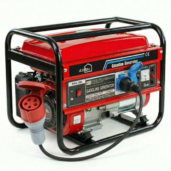 Stromgenerator mit Benzin | Stromerzeuger mit E-Starter | Notstromaggregat leise | 5 Steckdosen 3x 230V / 1x 400V / 1x 12 V | 7 PS (Kupferwicklung+Starkstrom)