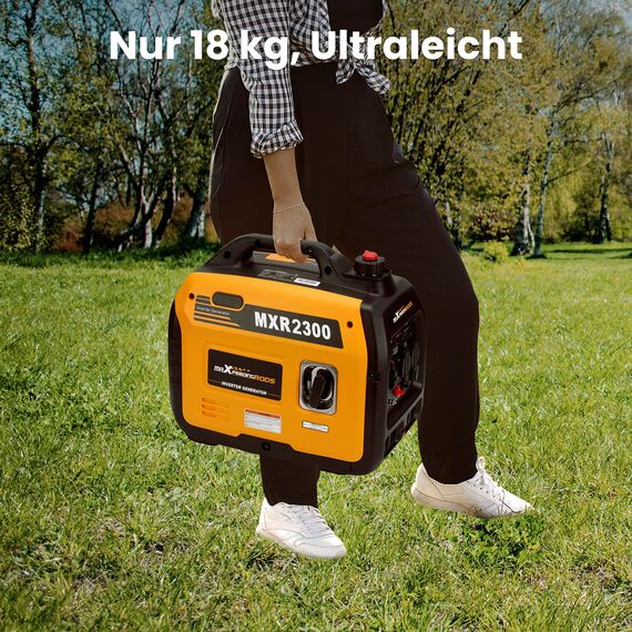 maXpeedingrods 2300W Inverter Stromerzeuger Superleise Tragbarer für Outdoor Camping Wohnmobil 4 Takt Leicht Notstromaggregat Benzin für Reise Garage, Wohnwagen mit USB und 230 V Steckdosen