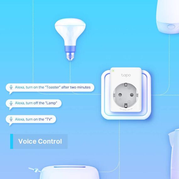 Tapo WLAN Smart Steckdose Tapo P100(2-Pack), Smart Home Steckdose kompatibel mit Alexa/Google Home, Sprachsteuerung, Fernzugriff, Kein Hub notwendig