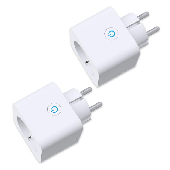 ANTELA WLAN Smart Steckdose Alexa 16A Stromverbrauch Messen kompatibel mit Google Assistant, Sprachsteuerung, Kinderschutz, APP Fernsteuerung, 2,4GHz, 3680W, 2 PCs