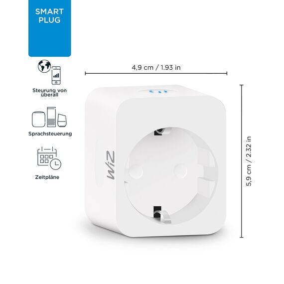 WiZ Smart Plug, Typ F, 230 V, einfache Einrichtung, Standardstecker, intelligente Steuerung, Sprachbefehle, ohne Leistungsmesser, 1er-Pack