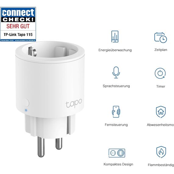 Tapo Nano Smart WLAN Steckdose Tapo P115 mit Energieverbrauchskontrolle, Smart Home Alexa Steckdose, funktioniert mit Alexa, Google Home, Sprachsteuerung, Fernzugriff, Kein Hub notwendig(4er-Pack)