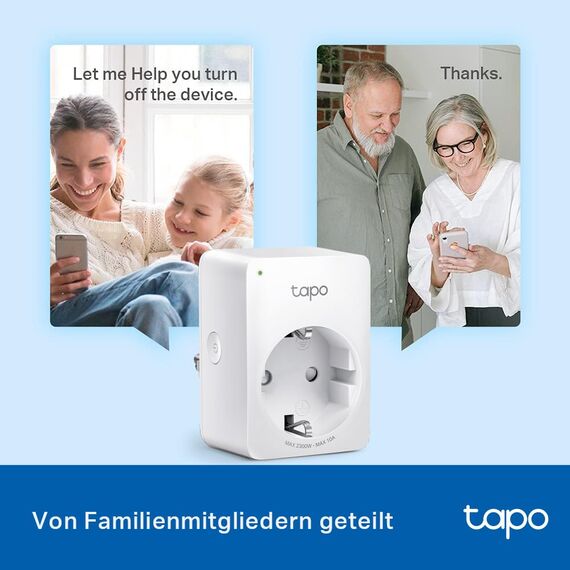 TP-Link Tapo P100 WLAN Smart Steckdose, Smart Home WiFi Steckdose, Alexa Zubehör, funktioniert mit Alexa, Google Home, App gesteuert, Sprachsteuerung, Fernzugriff, Kein Hub notwendig, Mini, Weiß