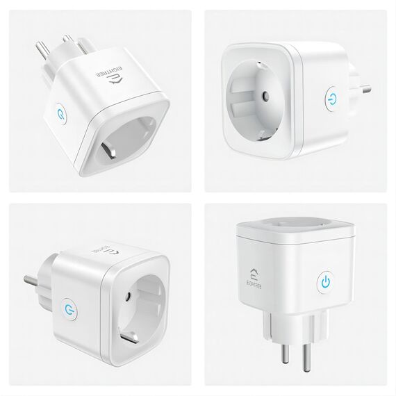EIGHTREE Smart WLAN Steckdose, Smart Home WiFi Steckdose mit Stromverbrauch Messen, Zeitplan, Fernzugriff, TÜV Zertifiziert, 16A, Funktioniert mit Alexa, Google Home, SmartThings, 4er Pack