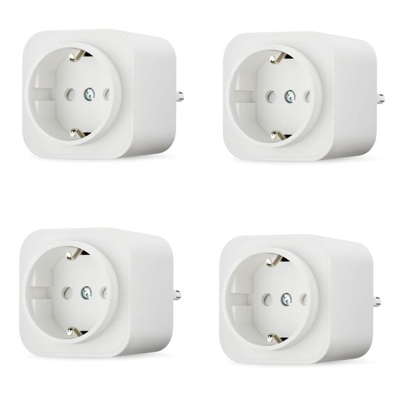 Amazon Basics Smart WLAN-Steckdose Wi-Fi für EU-Steckdose, für den Innenbereich, nur kompatibel mit Alexa, Weiß, 4 Stück