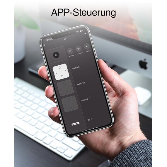 GHome Smart WLAN Steckdosenleiste mit 3 AC-Steckdose und 3 USB,Separat Gesteuert Schalter mit Mehrfachsteckdose,Stromverbrauch Messen,App-Steuerung,Kompatibel mit Alexa,Google Home,Nur 2,4GHz,16A,1.5M
