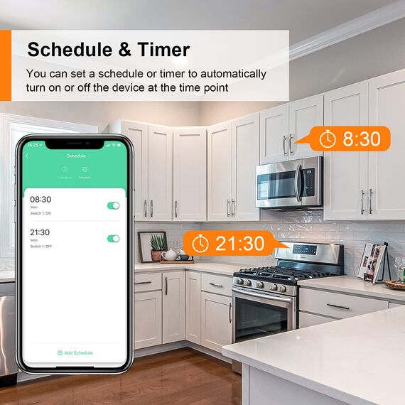 ANTELA WLAN Smart Steckdose, Stromverbrauch Messen, kompatibel mit Alexa und Google Home, Sprachsteuerung, APP Fernsteuerung, Zeitplan, 2,4GHz, 16A, 2 Stück