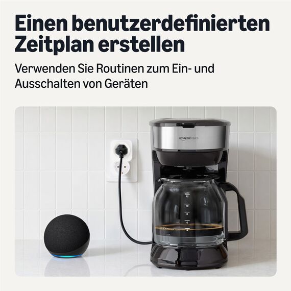 Amazon Basics Smarter Stecker, Matter-kompatibel, Kompatibel mit Amazon Alexa, Google Home, Apple HomeKit, Matter-Hub erforderlich, Nur 2,4GHz-WLAN, Weiß, 1er-Pack