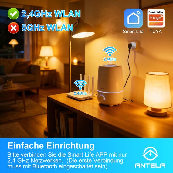 ANTELA WLAN Smart Steckdose AI mit Strommessung Elektrizitätsrechnung, 16A 3680W, kompatibel mit Google Home, Alexa, Smart Life APP, 2,4GHz, 4 Stück