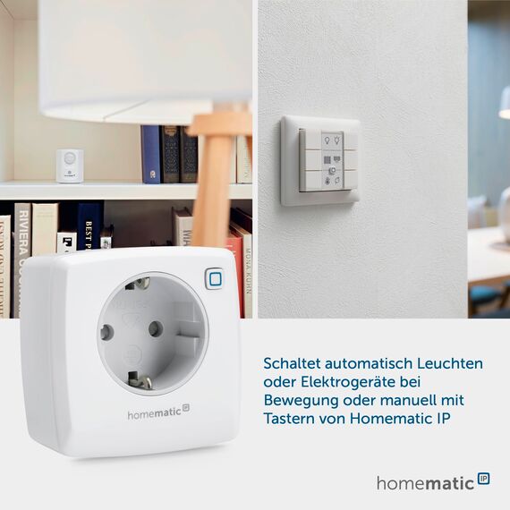 Homematic IP Access Point 2 + 2X Schaltsteckdose, Smart Home, digitaler Zwischenstecker steuert Leuchten oder Elektrogeräte per App, Alexa & Google Home, Energie sparen