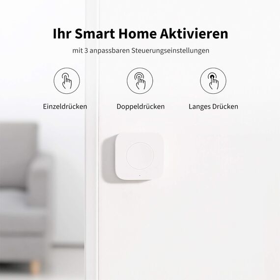 Aqara Mini-Funkschalter, Benötigt Aqara Hub, Zigbee-Verbindung, 3-Wege-Mehrzweck-Steuerknopf für Smart Home-Anwendungen, Kompatibel mit Apple HomeKit, IFTTT