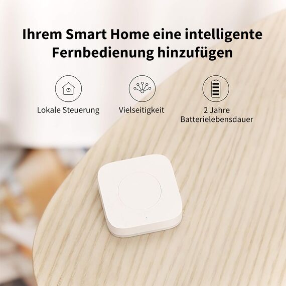 Aqara Mini-Funkschalter, Benötigt Aqara Hub, Zigbee-Verbindung, 3-Wege-Mehrzweck-Steuerknopf für Smart Home-Anwendungen, Kompatibel mit Apple HomeKit, IFTTT