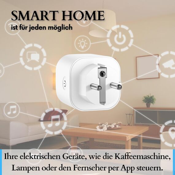 Echos Smart WiFi Steckdose 4-teilig - App-gesteuert mit Energiemonitor, Sprachsteuerung mit Google Home und Alexa, Smart Home