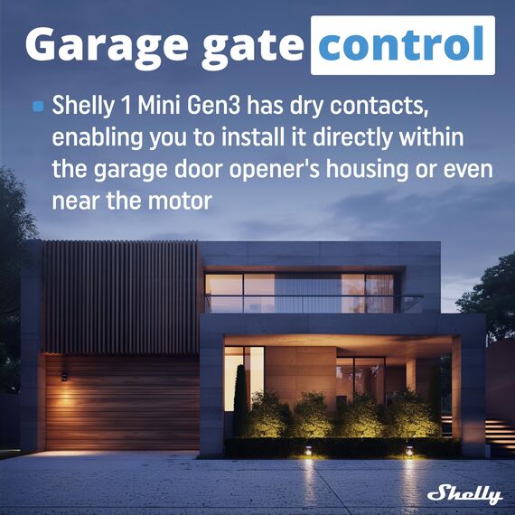 Shelly 1 Mini Gen3 - WLAN & Matter Smart Relaisschalter, 1 Kanal, 8A, Potentialfreier Kontakt, Lichtschalter, Garagentoröffner, Heizung, Smart Home, Zeitschaltuhr, Kein Hub Erforderlich, Alexa, Google