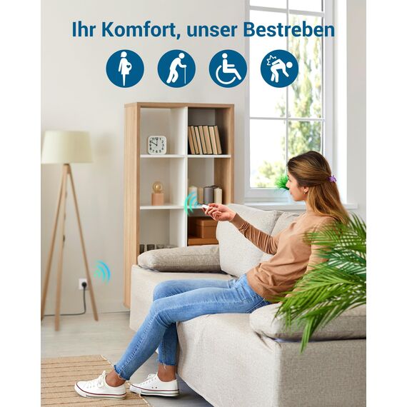 DEWENWILS Funksteckdosen mit Fernbedienung, Plug-In Ein/Aus Funk-Wandschalter, funksteckdosen set,3680W, Erweiterbarer Lichtschalter für Feiertagsdeko, 30M Reichweite,Vorprogrammiert, Weiß