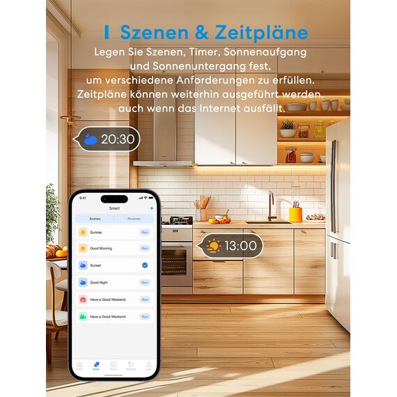 Meross Smart WLAN Steckdose mit Strommessung 16A, Zeitschaltuhr Steckdose mit Sprachsteuerung, Fernzugriff, Smart Home WiFi Steckdosen kompatibel mit Alexa, Google Home, SmartThings, 4er