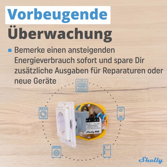 Shelly PM Mini Gen3 - WLAN Smarter Stromzähler, 1 Kanal, 16A, kein Relaisschalter, Leistungsmessung, Echtzeit-Energiezähler, kein Hub Erforderlich, Alexa & Google Home, Hausautomation (2 Stück)