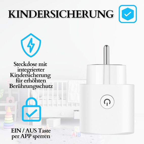 Echos Smart WiFi Steckdose 4-teilig - App-gesteuert mit Energiemonitor, Sprachsteuerung mit Google Home und Alexa, Smart Home