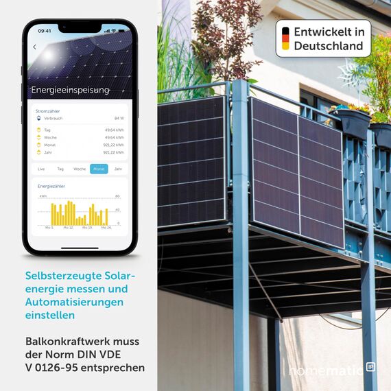 Homematic IP Schalt-Mess-Kabel – außen, Balkonkraftwerke (DIN VDE V 0126‑95 ab 12/2025) ins Smart Home einbinden, Gartengeräte und -lampen per App, Alexa & Google Home steuern, outdoor, IP44, 160775A0