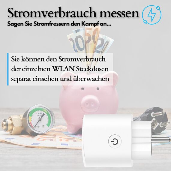 Echos Smart WiFi Steckdose 4-teilig - App-gesteuert mit Energiemonitor, Sprachsteuerung mit Google Home und Alexa, Smart Home