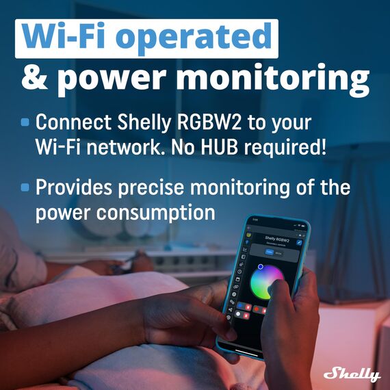 Shelly RGBW2 | WLAN-gesteuertes Relais für smarte RGBW LED-Streifen | Hausautomation | Alexa & Google Home kompatibel | iOS Android App| Kein Hub nötig | Timer | Dimmbare Leuchten | (2 Pack)