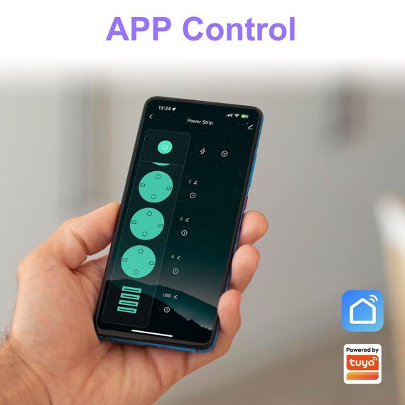 ANTELA WLAN Steckdosenleiste Alexa mit Strommessung16A 4 Steckdosen 2 USB A/2 Typ-C(Schnellladen) Mehrfachsteckdose mit Überspannungsschutz, Google Home, Smart Life APP, 2,4Ghz