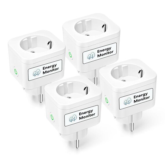 Meross WLAN Steckdose 16A, Stromverbrauch Messen, Stromzähler für Balkonkraftwerk, Smart Bluetooth mit Sprach- und Fernsteuerung, Timer, Smart Plug Kompatibel mit Alexa, Google Home, 4 Stück