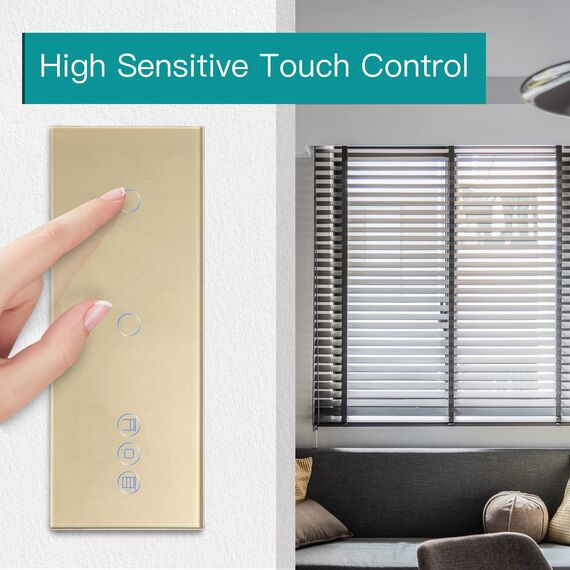 BSEED Smart Alexa Doppelt Schalter mit Rolladenschalter,1 Fach Smart WiFi Touch Lichtschalter Fernbedienung mit Smart Life/Tuya APP,Jalousieschalter Kompatibel mit Alexa und Google Home Gold