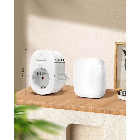 DEWENWILS Funksteckdosen mit Fernbedienung, 2300W Steckdose mit 1er Fernbedienung, 30M Reichweite Funksteckdose 4er Set für Feiertagsdeko, Programmierbar und Erweiterbar, Weiß
